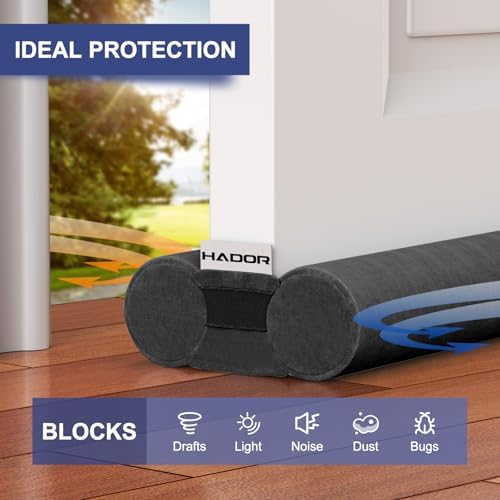 HADOR Door Draft Stopper 30 Inch Black for French Patio Sliding Doors