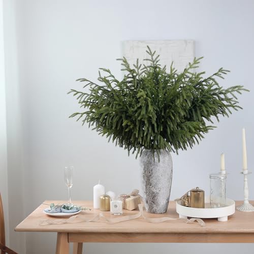FOTEEWL Real Touch Norfolk Pine Branch - 4 Pcs 36 Artificial Christmas Decorations