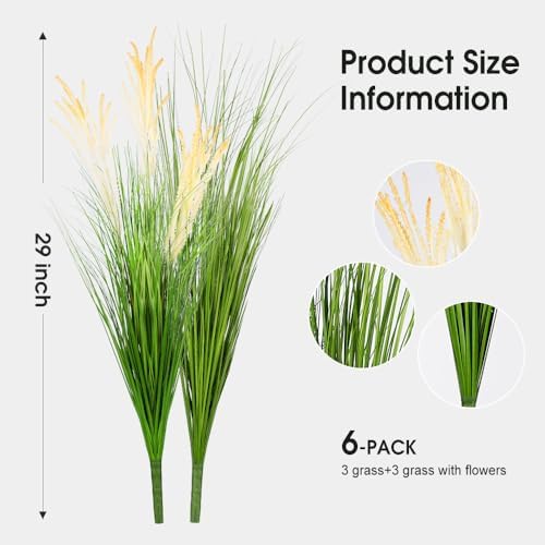 6PCS Artificial Onion Grass Fake Tall Grass for Indoor Outdoor Decor
