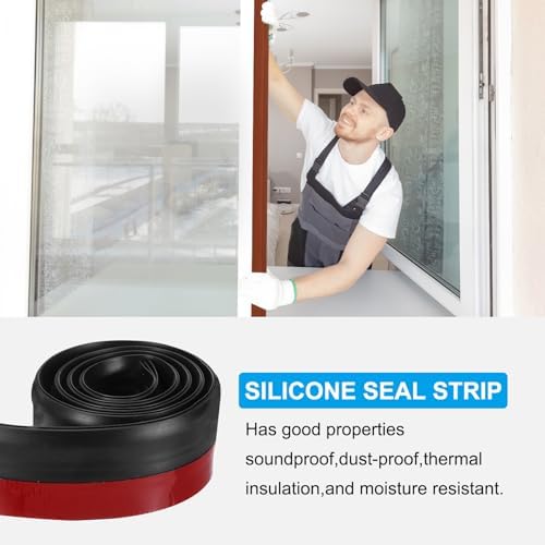 PATIKIL Door Draft Stopper 2 Pack 33FT Black 2 Inch Wide