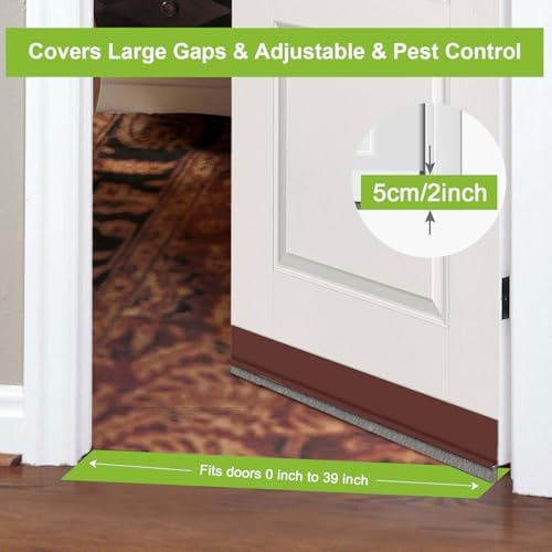 2 pcs Door Sweep Brush Draft Stopper for Bottom Under Door Bug and Dust Blocker 2 W x 39 L Brown