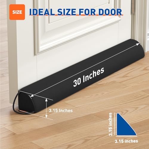 MAGZO 30 Inch Door Draft Stopper Black