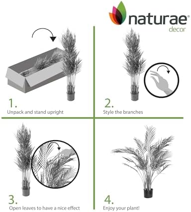 Naturae Decor Areca Palm Artificial Plant - 47-Inch UV Resistant Floor Plant