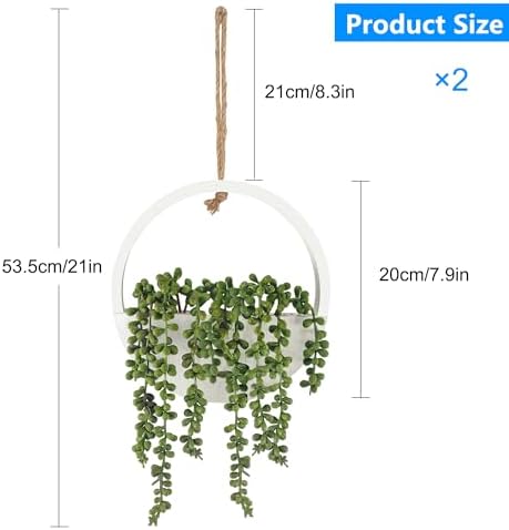 2 Pcs Artificial Hanging Succulents Plants with Lanyard