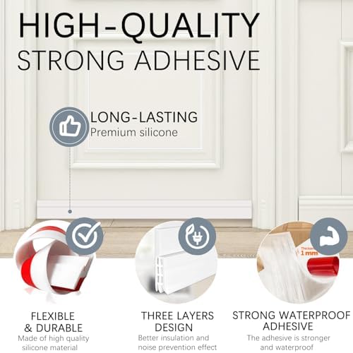 2 Packs Door Draft Stoppers White 2x39 Inches