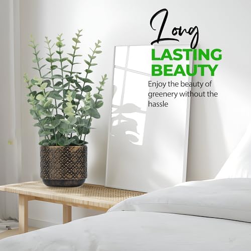 Hisow Artificial Plants Indoor Small Eucalyptus Leaf