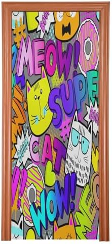 Susiyo Cat Head Halloween Door Cover 32x79 In
