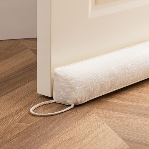 Sunolga 36 Inch Heavy Duty Door Draft Stopper Sturdy Linen Sound Proof Guard for Doors and Windows Beige