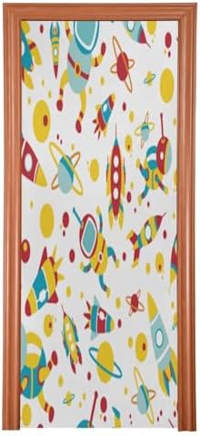 Susiyo Cartoon Spaceship Halloween Door Cover Stretch Fabric 32x79 in
