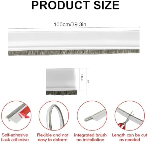 Jiyocy Door Sweep with Brush 2 W White 392 L