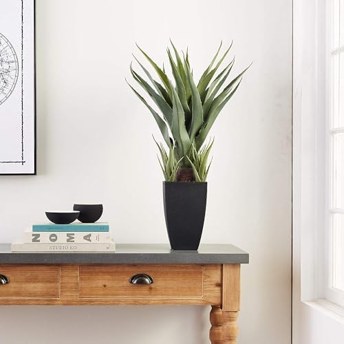 Nearly Natural Agave Artificial Plant with Black Planter