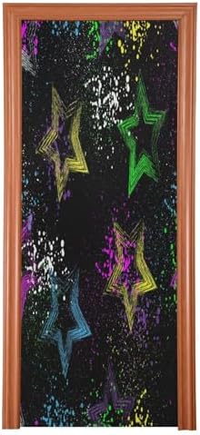 Susiyo Colorful Stars Black Halloween Door Cover