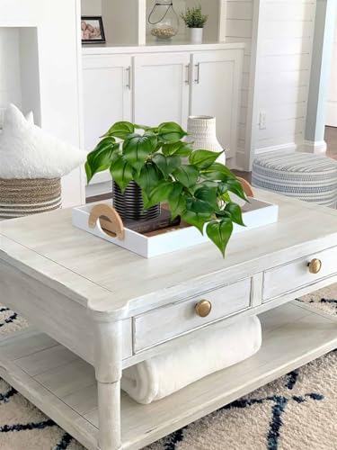 Hollyone Artificial Plants in Black Ceramic Pot Faux Pothos Indoor Decor