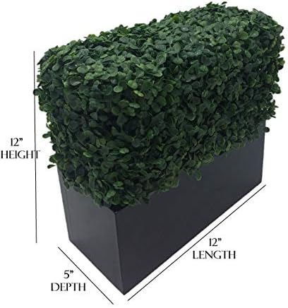 Artificial Boxwood Topiary Shrub Hedge Wall Greenery 12 Inch Rectangle Modern Decor