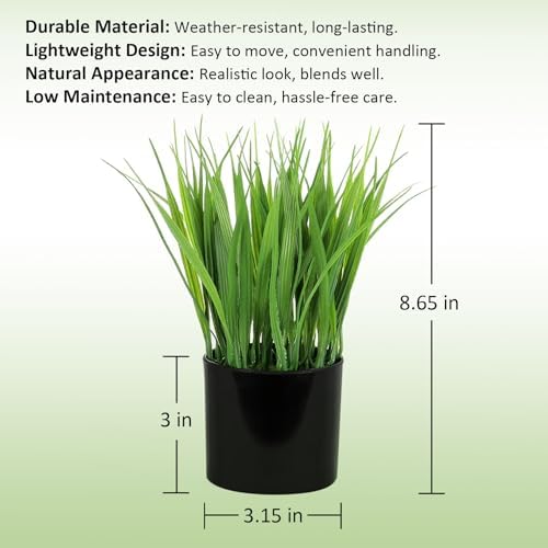 Fake Plants Indoor Potted Wheat Grass for Desk Shelf Decor