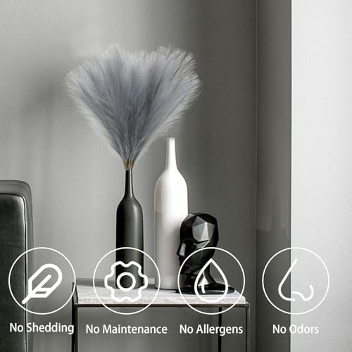MAKHOT 5pcs Gray Pampas Grass Artificial Decor