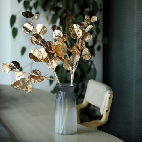 Efavormart 2 Pack 27 Inch Metallic Gold Artificial Eucalyptus Leaf Branches