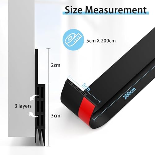 2 Pack Door Sweep Self Adhesive Weather Stripping Black