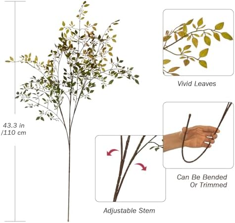 Uqueeten Artificial Greenery Stems 433 Inch Nandina Branches for Vase and Home Dcor