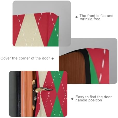 Susiyo Christmas Red Green Plaid Door Cover 32x79 in