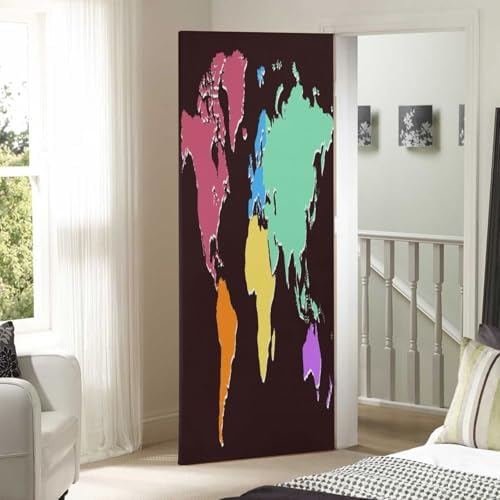 Susiyo Colorful World Map Halloween Door Cover