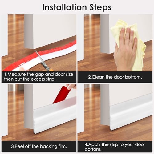 Xiaohemiao Door Draft Stopper 2 Pack - Silicone Gap Filler for Bottom of Door
