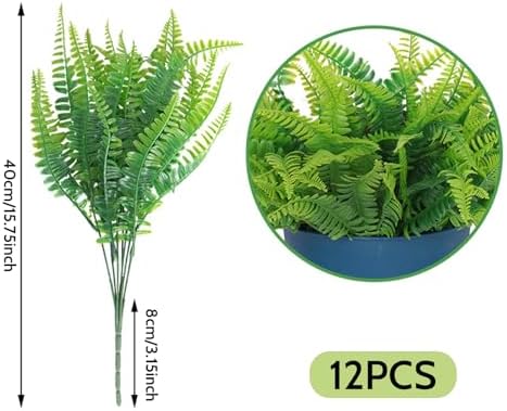12 Bundle Artificial Ferns for Outdoor Decor