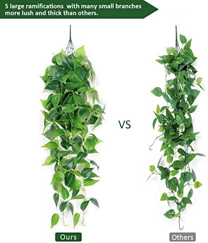 SOMYTING Artificial Hanging Plants 2pcs Faux Ivy Vines Greenery Decor