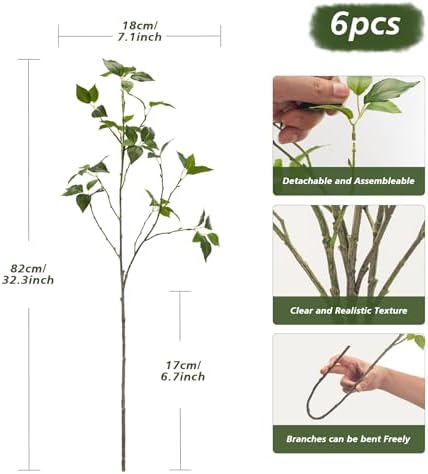 Uqueeten Eucalyptus Stems Artificial Plants 32 Inch 6PCS