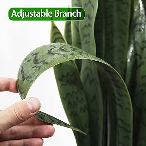 Greens Word 35 Lifelike Faux Snake Plant with 28 Thick PEVA Leaves
