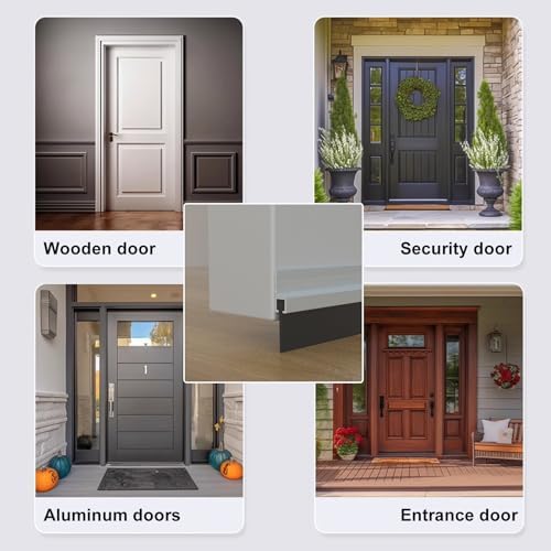2 Pack Door Draft Stopper with Strong Adhesive Aluminum Seal