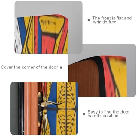 Susiyo Tribal Geometric Halloween Door Cover Stretch Fabric Door Decoration for Home Party and Holidays