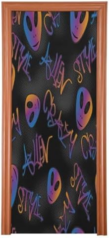 Susiyo Bright Aliens Graffiti Door Cover Halloween Decor