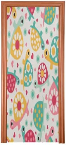 Pink Cute Turtle Halloween Door Cover - 32x79in Stretch Fabric