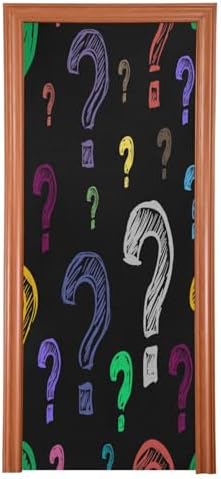 Susiyo Color Question Marks Halloween Door Cover Stretch Fabric Door Decoration for Home Party and Holiday