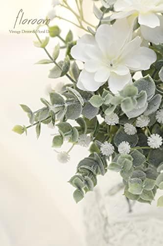 Floroom Artificial Flocked Eucalyptus Stems 18pcs for DIY Wedding Decor