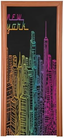 Susiyo NYC Night View Halloween Door Cover Stretch Fabric Door Decoration for Home Party Holidays