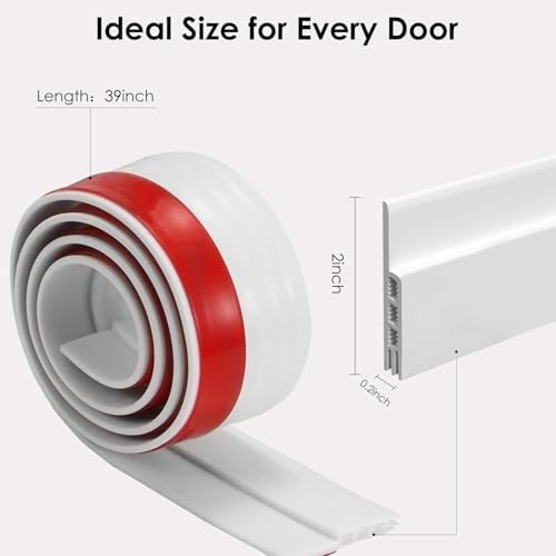 Xiaohemiao Door Draft Stopper 2 Pack - Silicone Gap Filler for Bottom of Door