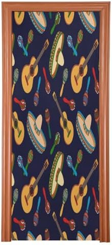 Susiyo Vector Guitar Halloween Door Cover Stretch Fabric Decor