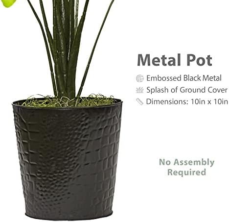 34 Inch Monstera Plant in Black Metal Pot