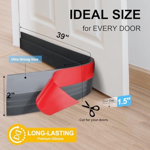 EGUARTE Door Draft Stopper 2 W x 39 L Black
