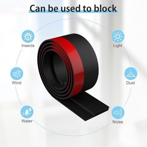 2 Pack Door Sweep Self Adhesive Weather Stripping Black