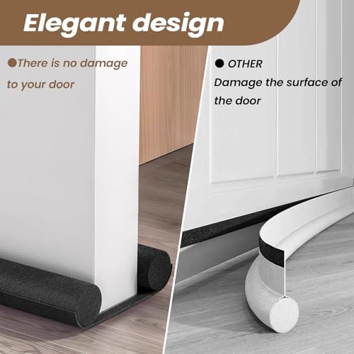 Vrizminfly Under Door Draft Stopper 36 Inch Adjustable Door Sweep Black