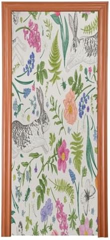 Susiyo White Butterflies and Flowers Christmas Door Cover Decoration 32x79 in