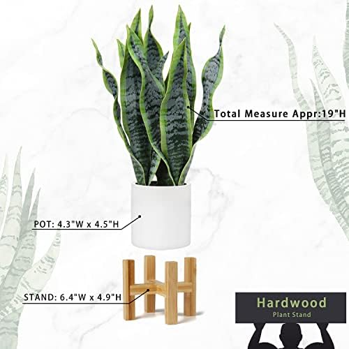Hollyone Artificial Snake Plant with Solid Wood Stand