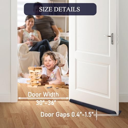 GDHOMM Door Sweep Weather Stripping Noise Blocker Adjustable 30-36 Inch Gap Filler Black