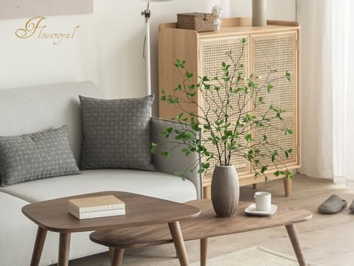 Floweroyal 3pcs Artificial Greenery Stems Faux Ficus Branches for Vase Filler