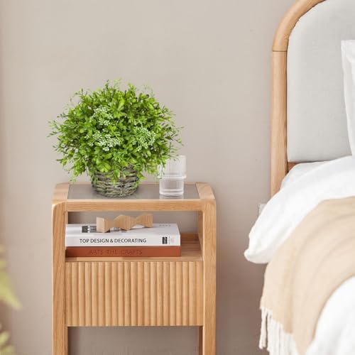 Hollyone Artificial Boxwood Plant in Woven Pot 9 Inch