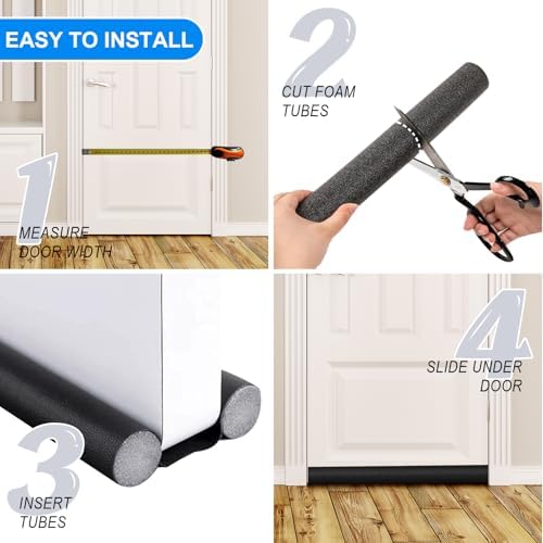 EGUARTE Door Draft Stopper 36 Inch Black Weather Stripping