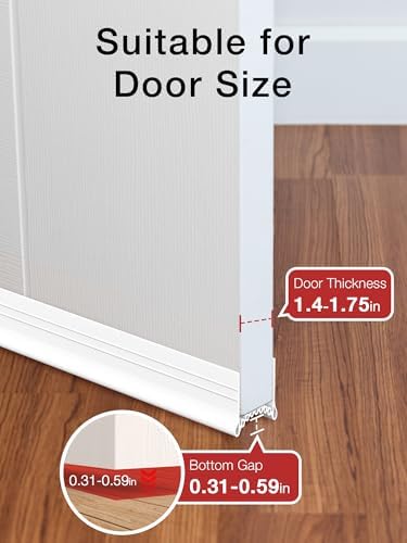 SUNMON 39in Silicone Door Draft Stopper White